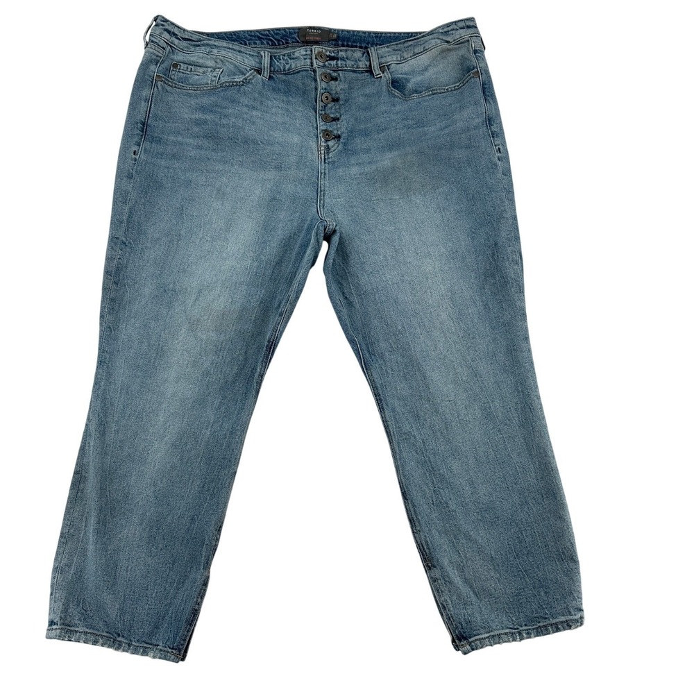 Torrid High-Rise Straight Leg Jeans Medium Wash Button Fly Capris Cropped 22R
